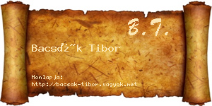 Bacsák Tibor névjegykártya